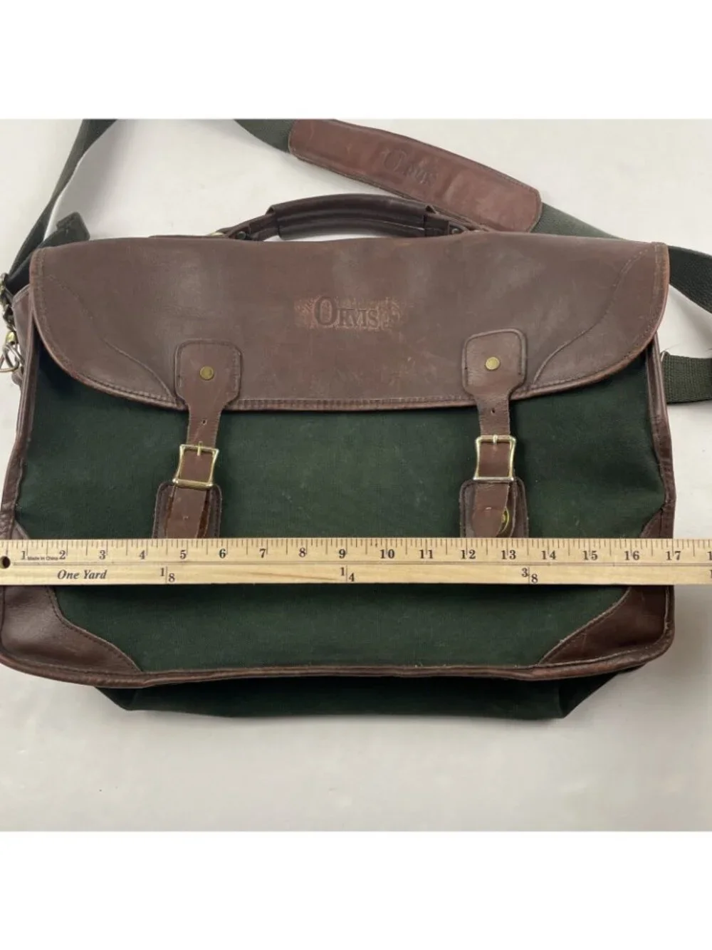 Vintage Orvis Battenkill Canvas Leather Briefcase Messenger Bag Shoulder Strap